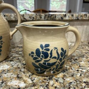 Pfaltzgraff Beige Teapot with Blue Floral & Bird Design